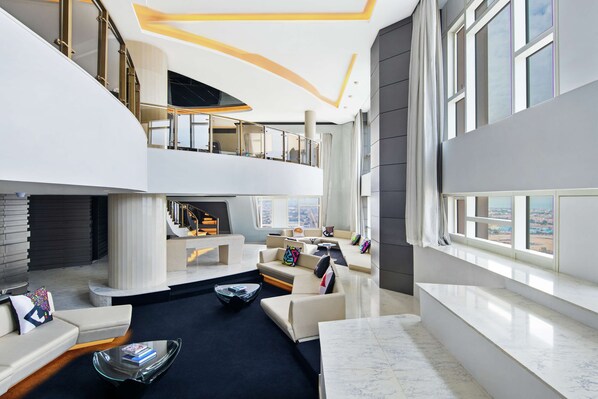 Sky Villa, 2 Bedrooms (1 King & 1 Round Bed) | Living area - V Hotel Dubai, Curio Collection by Hilton (Dubai)