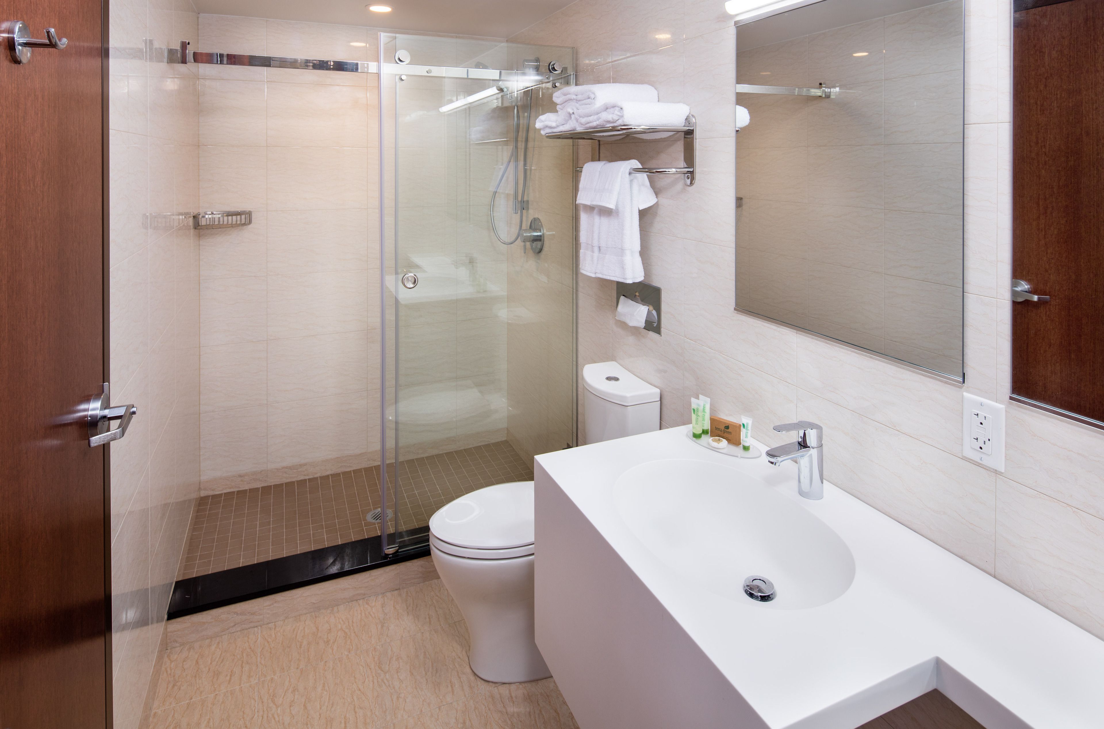 suite, 1 king bed | bathroom | shower, free toiletries, hair dryer, towels