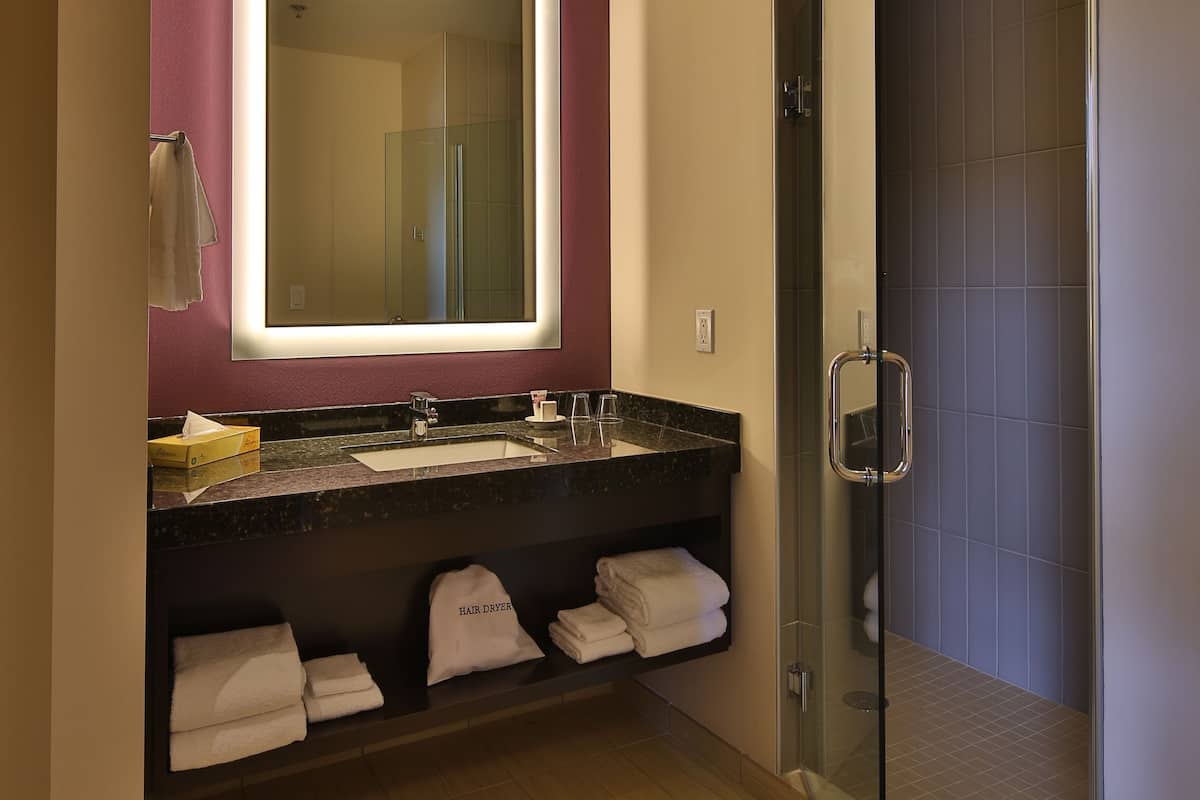 Free toiletries, hair dryer, towels