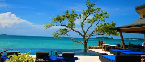 Indoor pool, outdoor pool, pool loungers