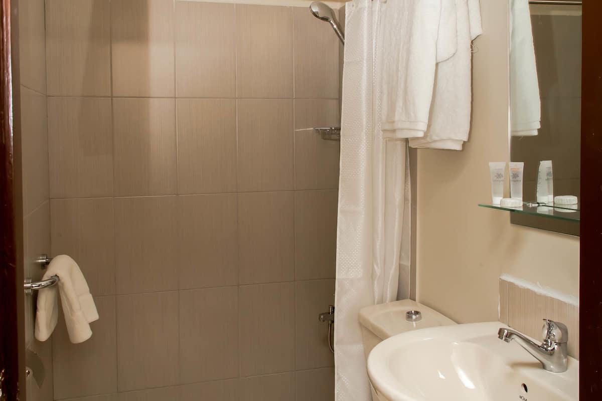 Ducha, artículos de tocador gratuitos, secador de pelo, toallas