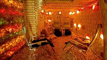 Sauna, hot tub, body treatments, aromatherapy, body wraps, body scrubs