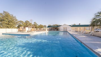 Indoor pool, outdoor pool, sun loungers