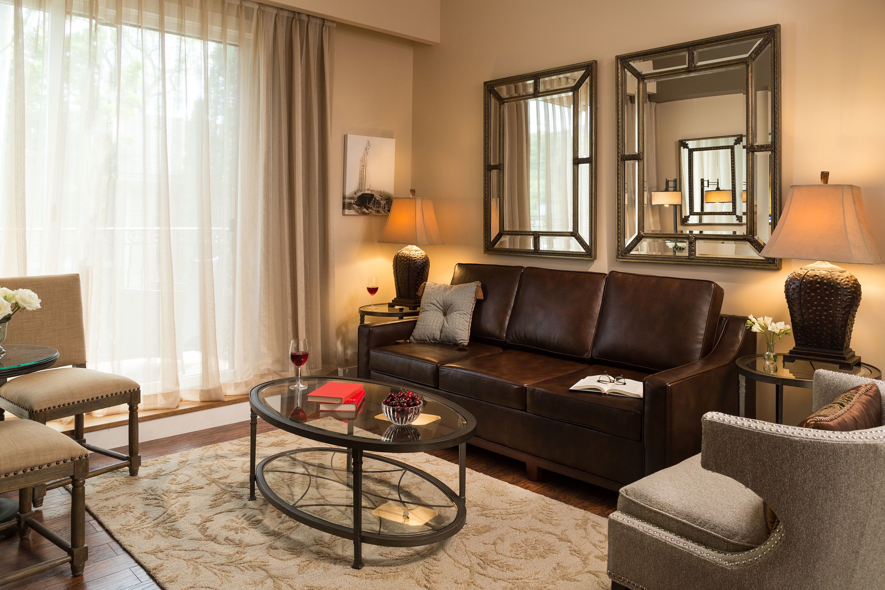 deluxe suite | living room | flat-screen tv, fireplace