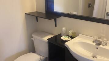 Tina con regadera, amenidades de baño gratuitas, secadora de cabello