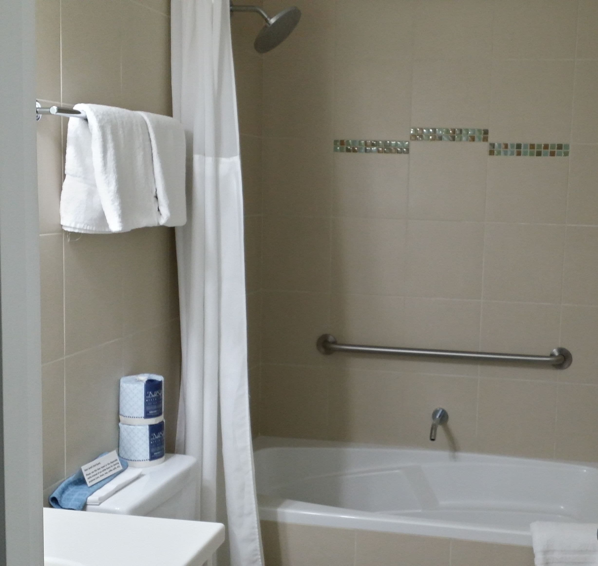 free toiletries, hair dryer, towels