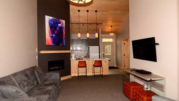 Ferienhütte, 1 Schlafzimmer, Seeblick | Wohnzimmer