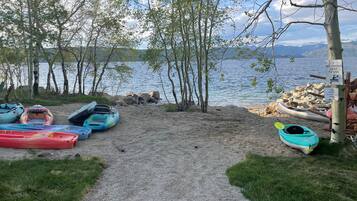 On the beach, white sand, water skiing, kayaking
