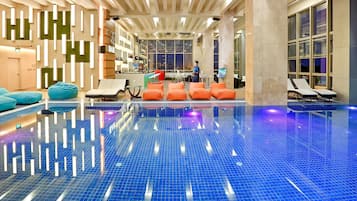 Indoor pool, pool umbrellas