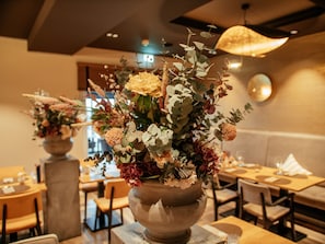 Breakfast, lunch, dinner served; sea views