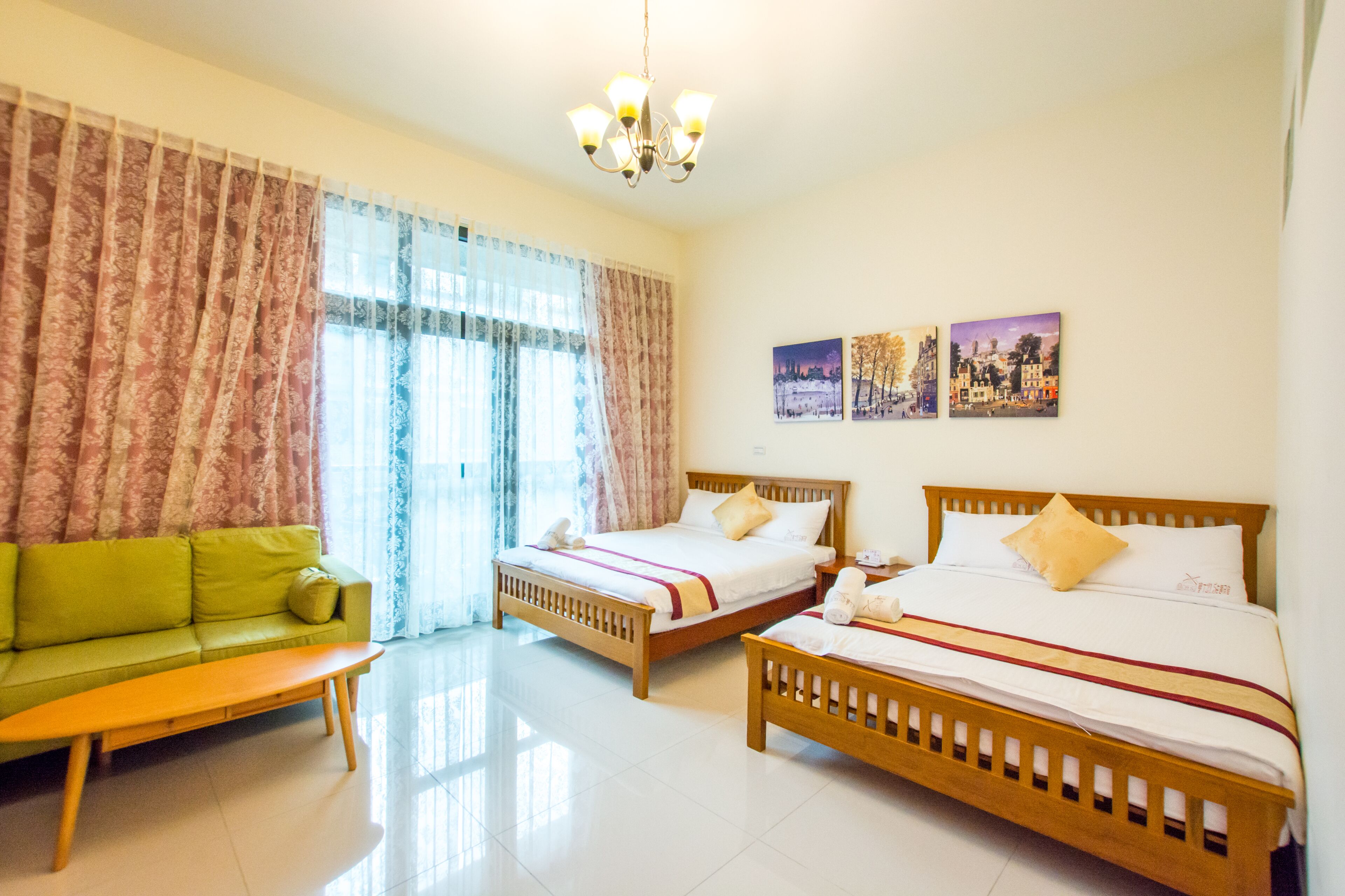 Blackout curtains, soundproofing, free WiFi, bed sheets