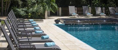 Outdoor pool, pool loungers