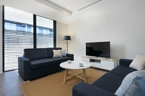 Two Bedroom Apartment | Living room | Flat-screen TV, MP3 dock - Veriu Camperdown (Camperdown)