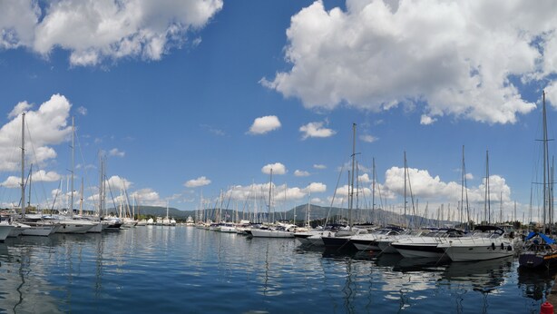A marina with multiple sailboats docked. - Corfu Anastasia (Corfu)