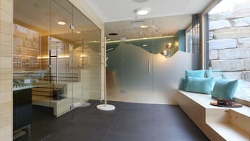 Un sauna, baño turco, masajes