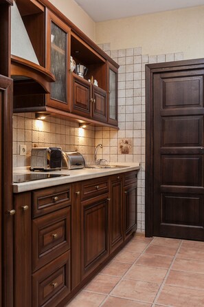 Apartment, 1 Schlafzimmer | Eigene Küche | Großer Kühlschrank, Mikrowelle, Herdplatte