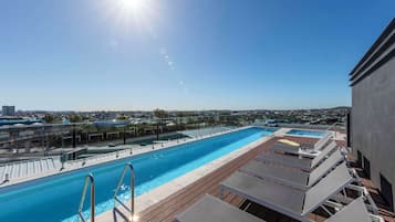 Outdoor pool, pool loungers