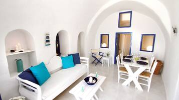 Standard Villa, Ensuite, Sea View (Blu Bianco) | Living room | 24-inch flat-screen TV with satellite channels, TV