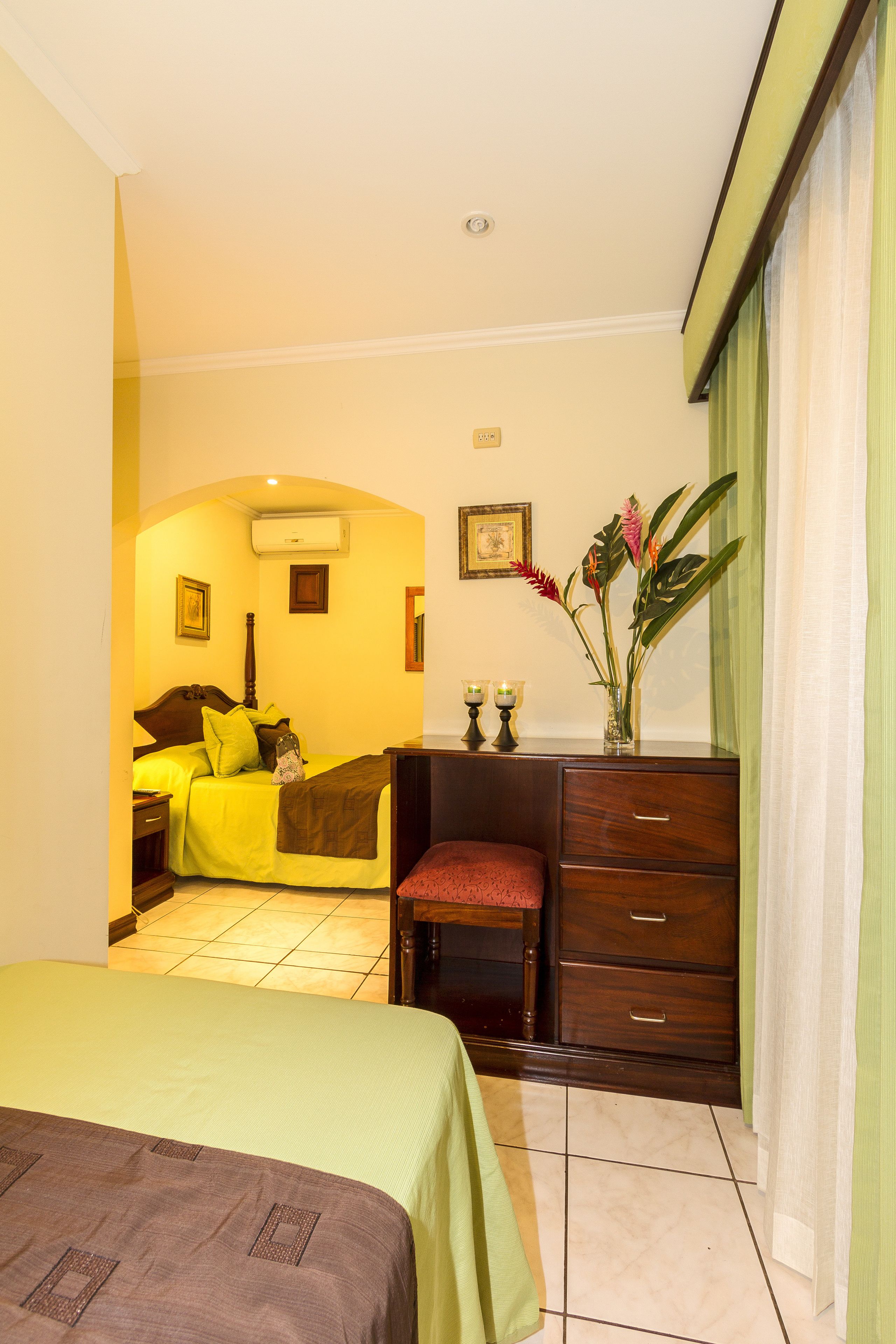 standard triple room, pool view | premium bedding, down duvets, select comfort beds, desk