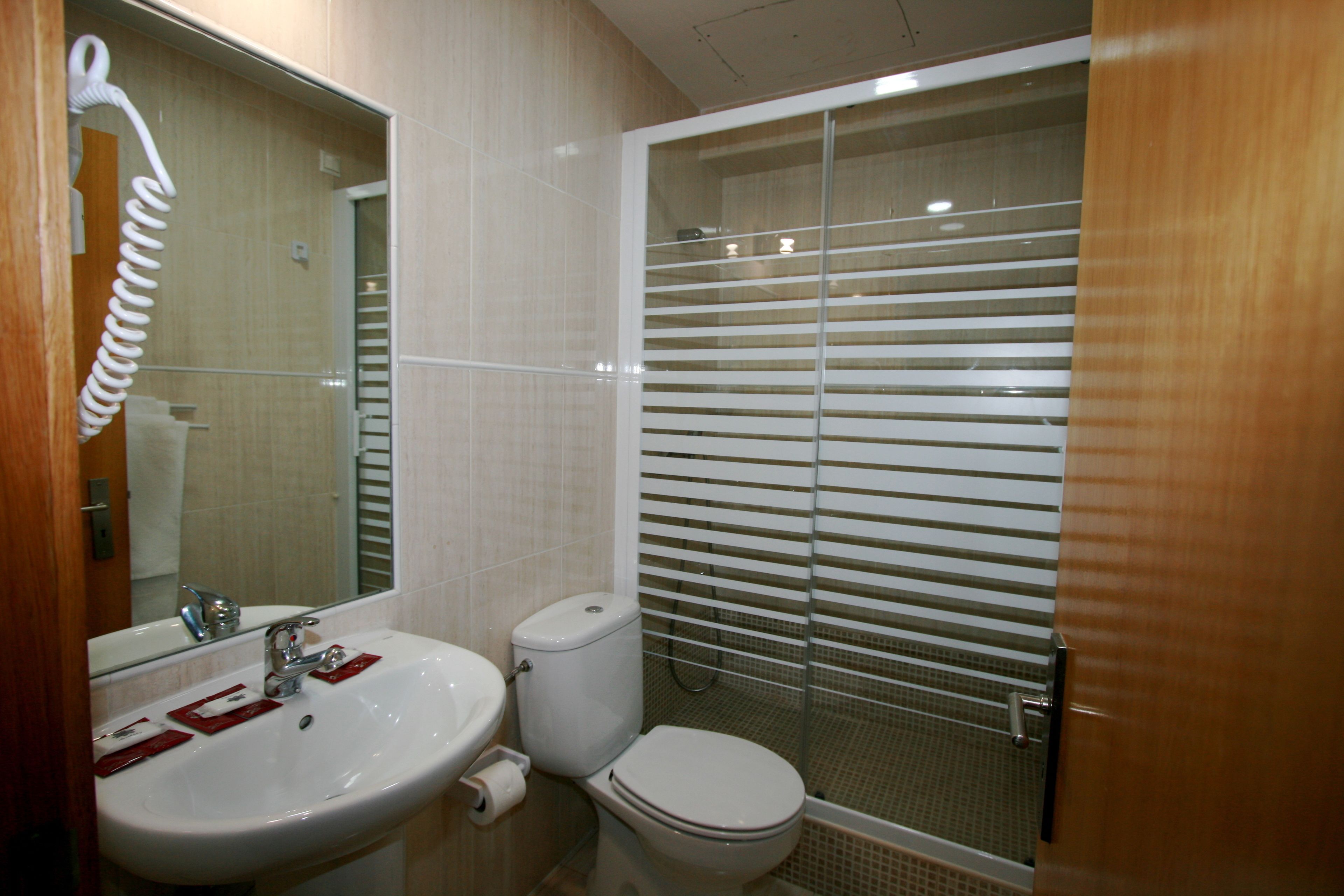 free toiletries, hair dryer, towels