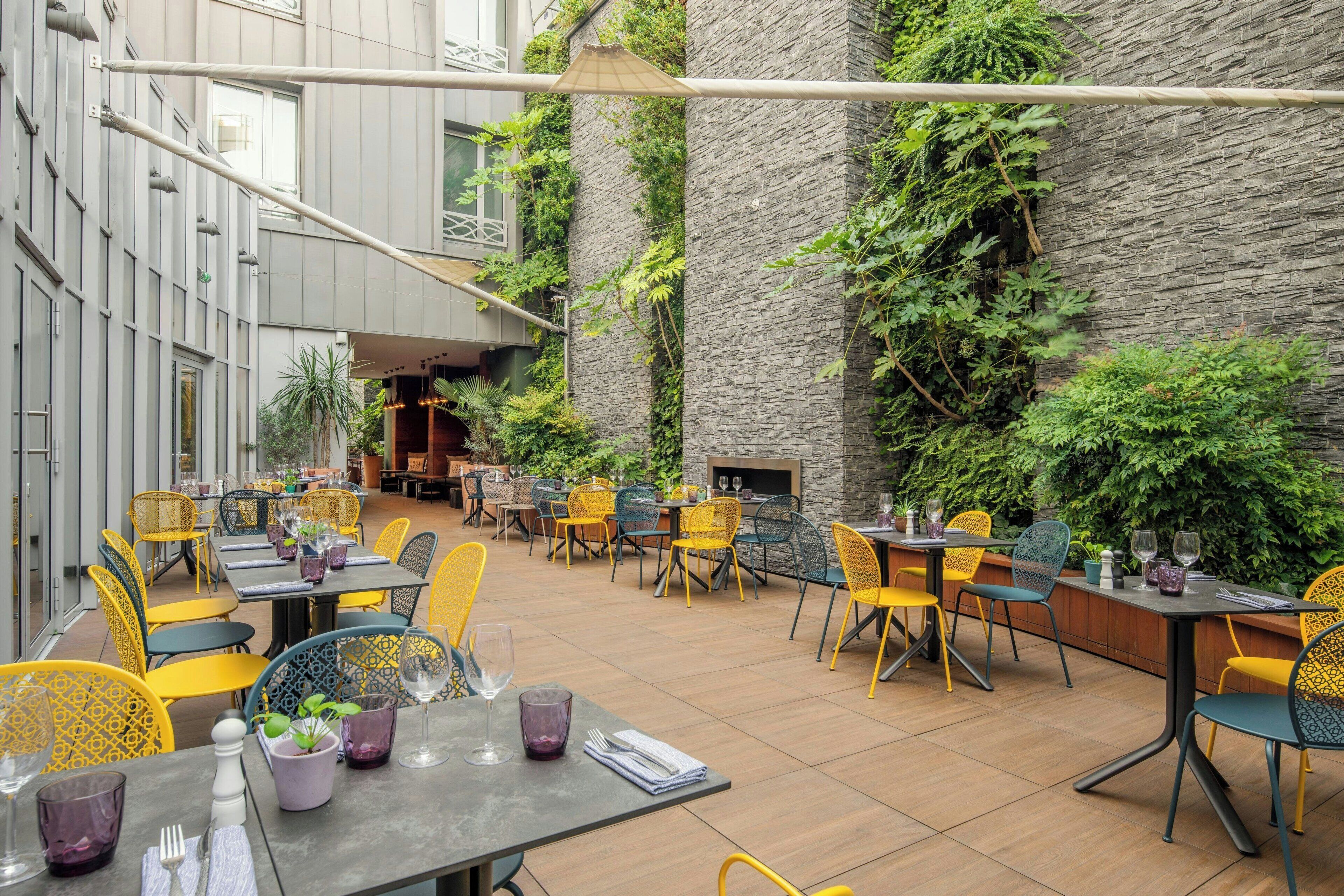 french cuisine, garden views