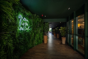 French cuisine, garden views