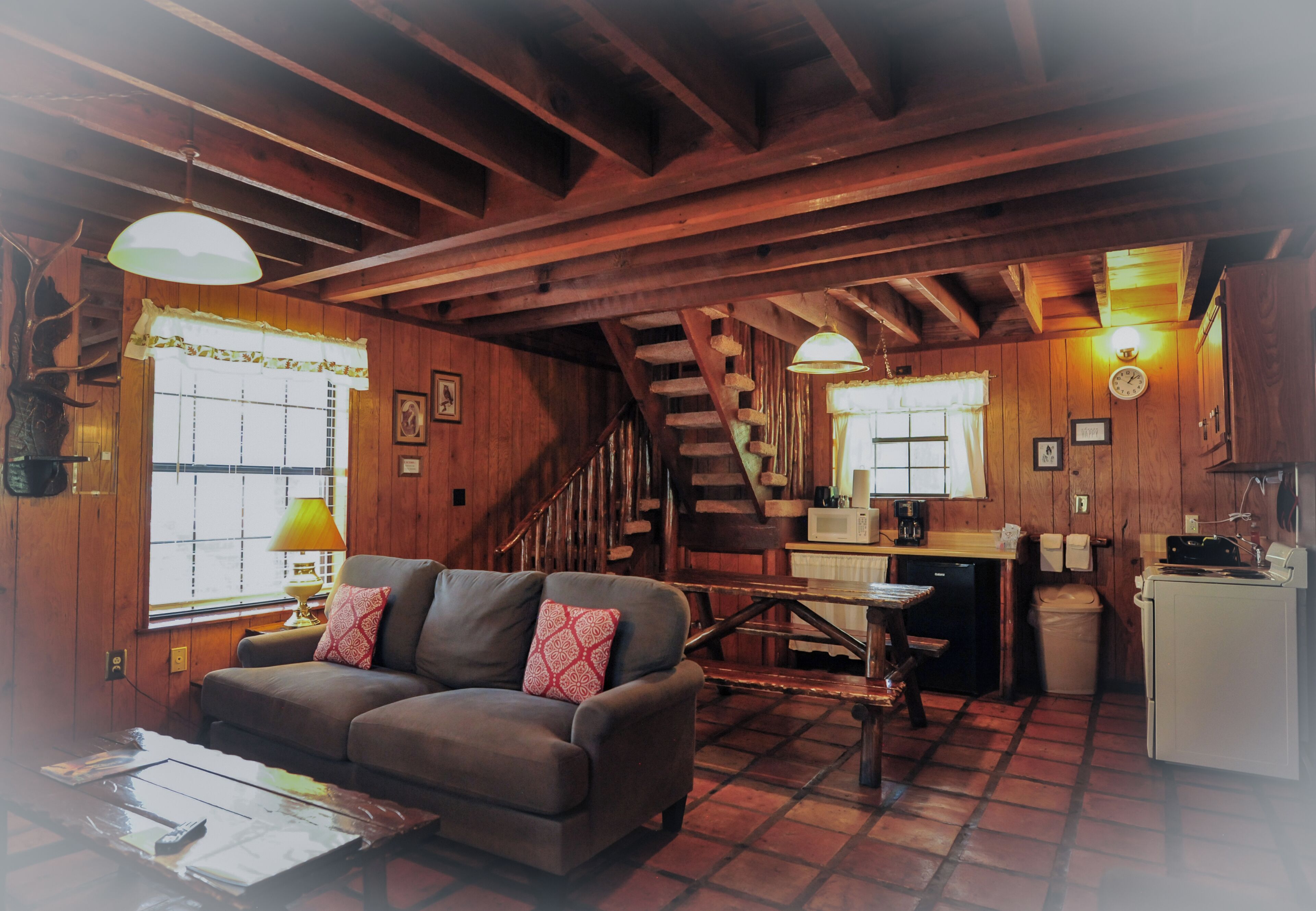 Cabin 7 | Living area | TV, fireplace