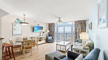 Condo, 1 Bedroom, Balcony, Oceanfront (III-PH64) | Living area | TV