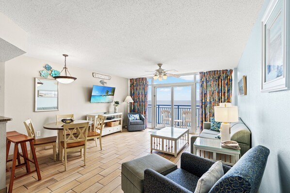 Condo, 1 Bedroom, Balcony, Oceanfront (III-PH64) | Living area - Atlantica Resort by Elliott Beach Rentals (Myrtle Beach)