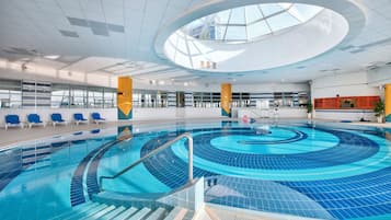 Indoor pool, open 9 AM to 10 PM, sun loungers