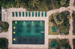 Outdoor pool, sun loungers