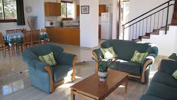 Villa, 2 Bedrooms, Sea View | Living area | 32-inch flat-screen TV with satellite channels, TV, DVD player