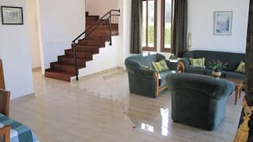 Villa, 2 Bedrooms, Sea View | Living area | 32-inch flat-screen TV with satellite channels, TV, DVD player