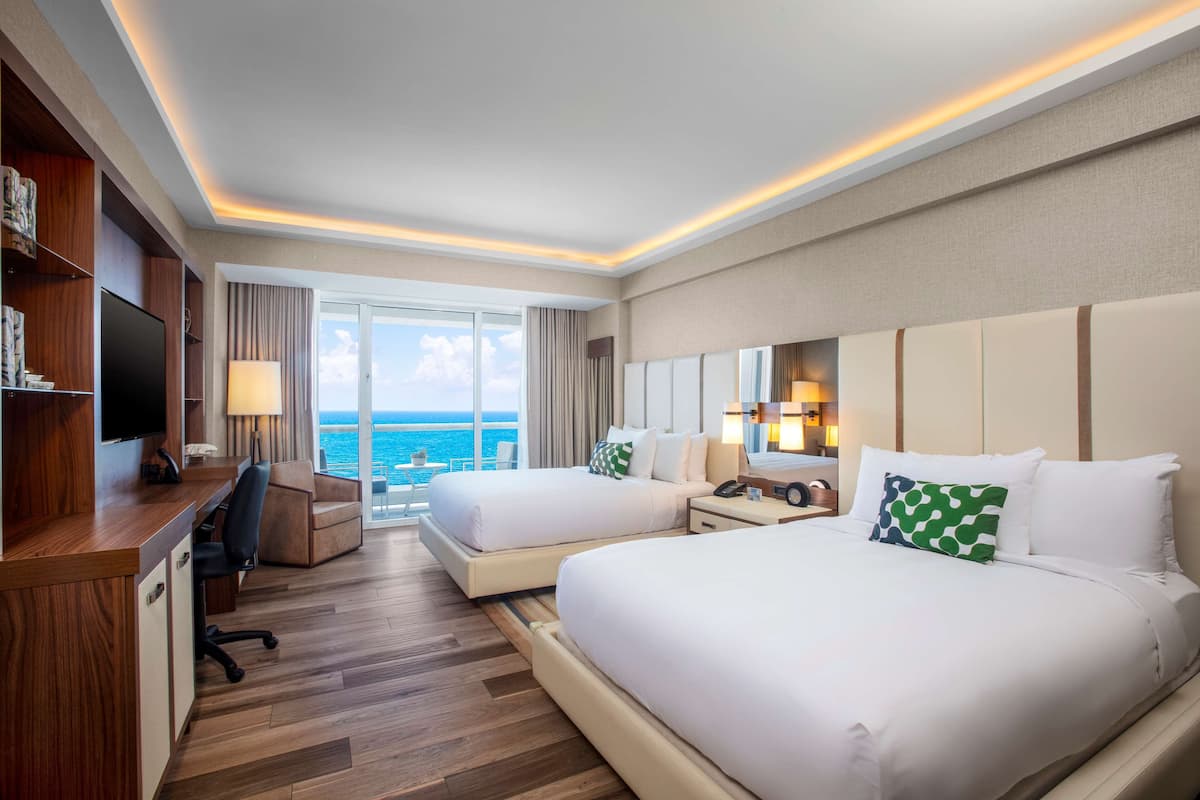 Studio, 2 Queen Beds, Oceanfront | 1 bedroom, premium bedding, minibar, in-room safe