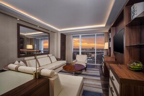 Suite, 1 Bedroom (Intracoastal View) | Living area | 50-inch flat-screen TV with cable channels, TV, pay movies