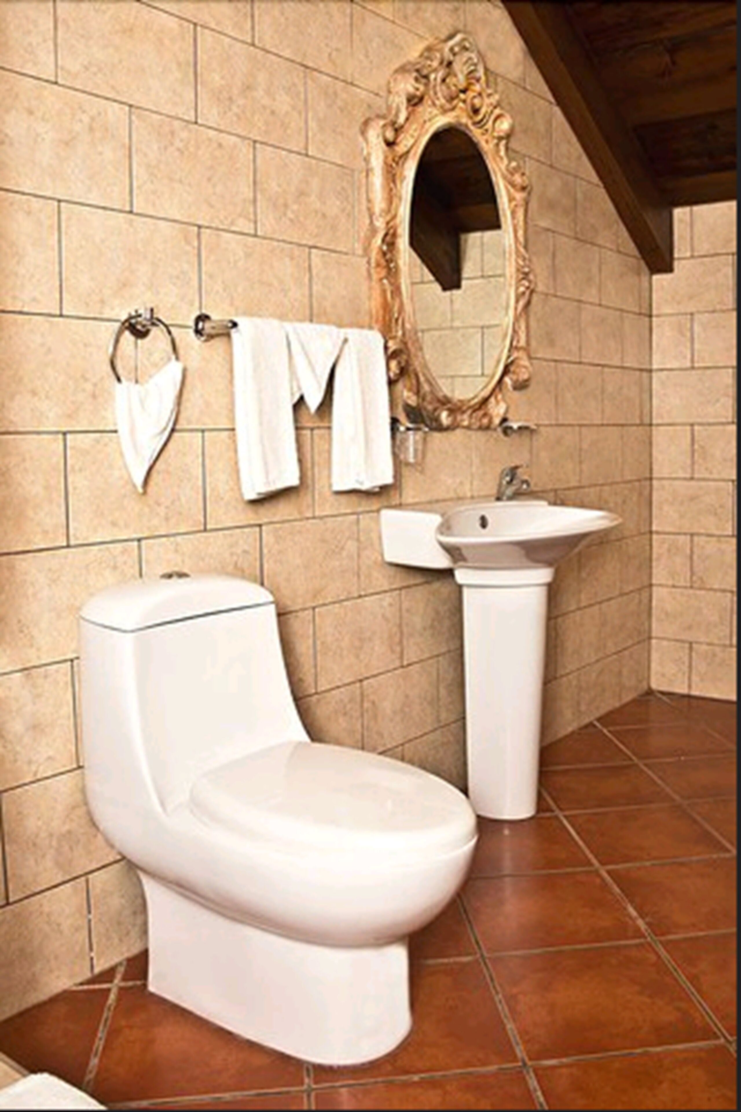 combined shower/bathtub, free toiletries, towels