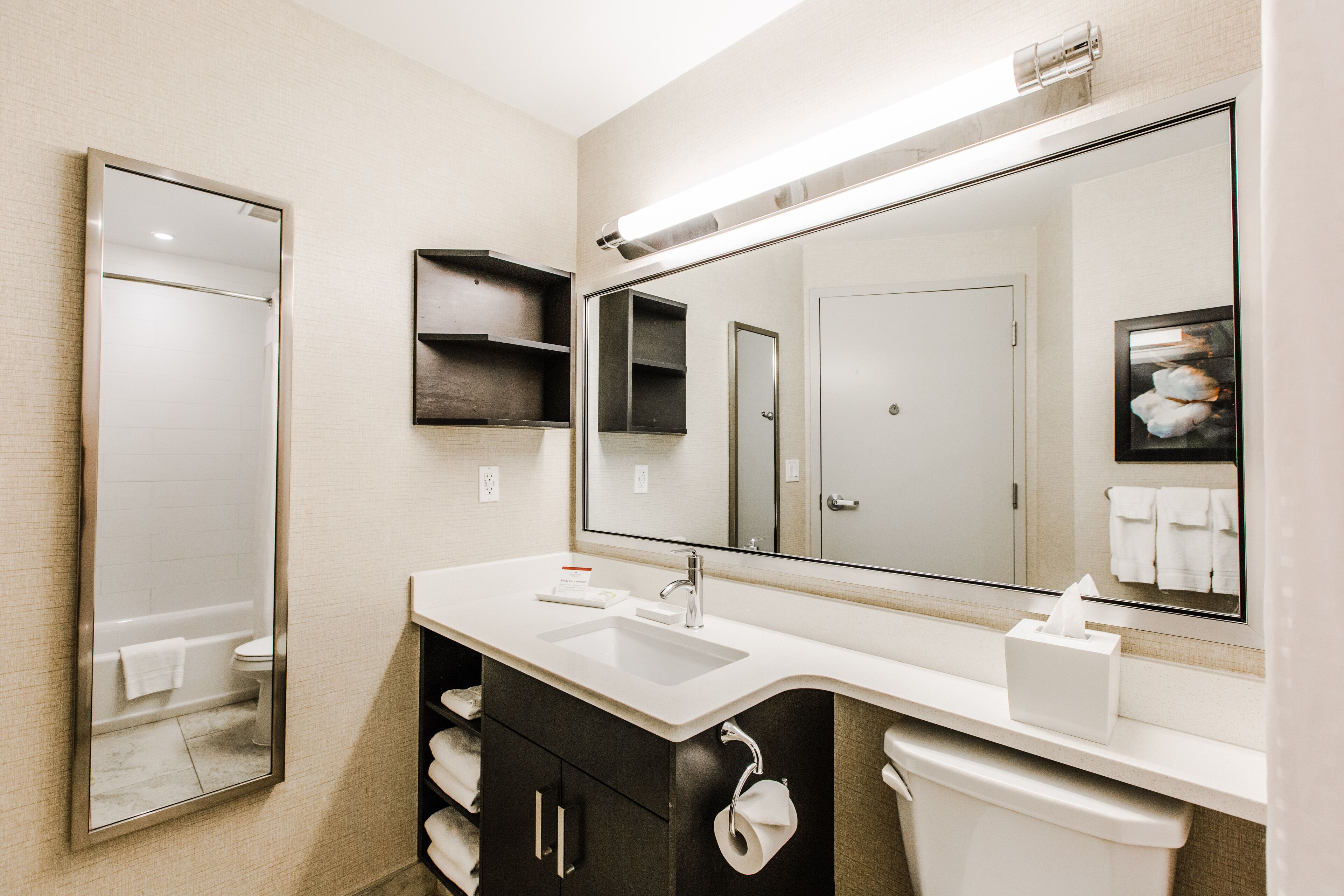 studio suite, 1 king bed, accessible bathtub (comm, access tub) | bathroom | free toiletries, hair dryer, towels, soap