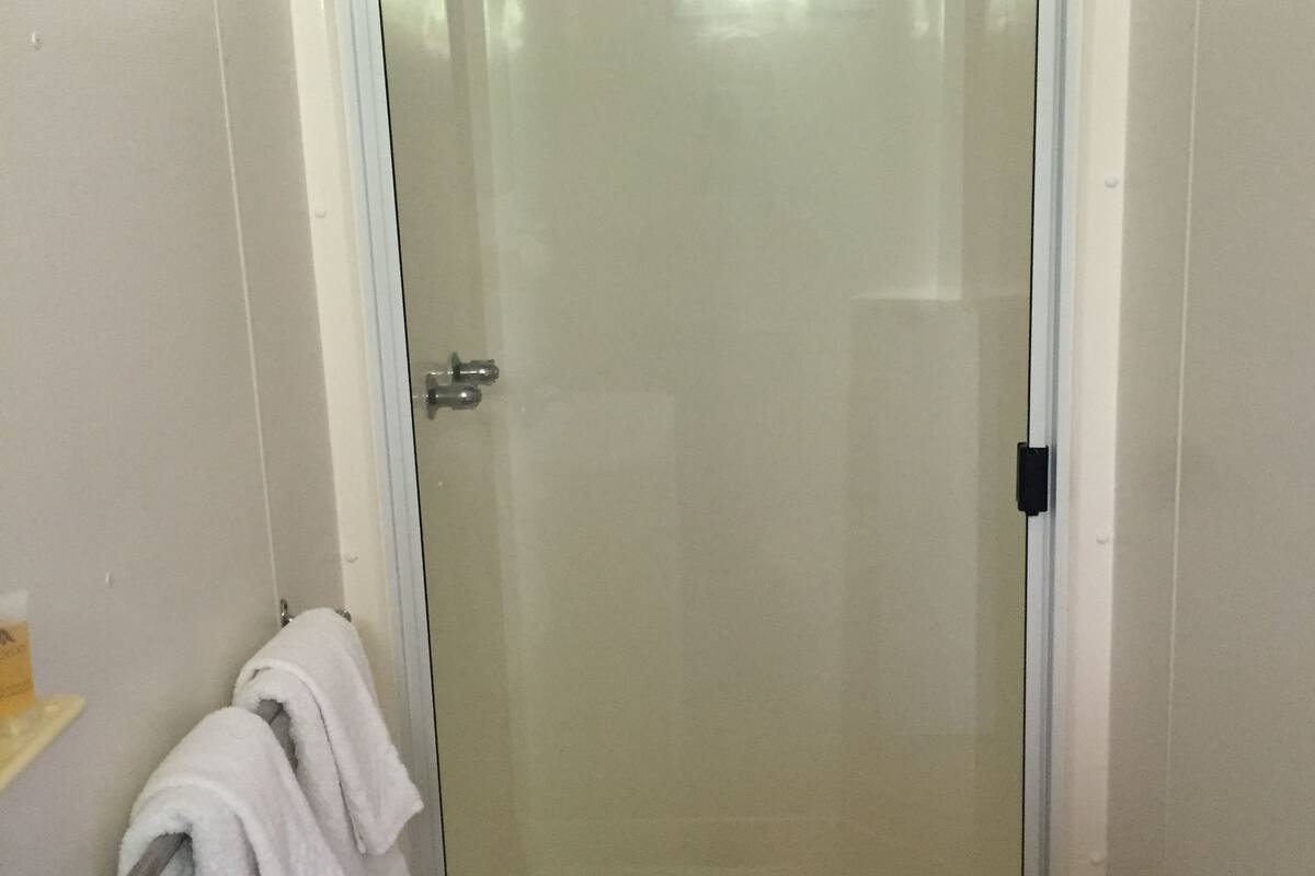 shower, free toiletries, towels