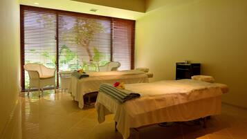 Hot tub, body treatments, aromatherapy, facials