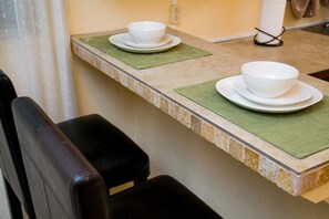 Full-size fridge, microwave, stovetop - The Apartments at Jolly Castle (Jolly Harbour)
