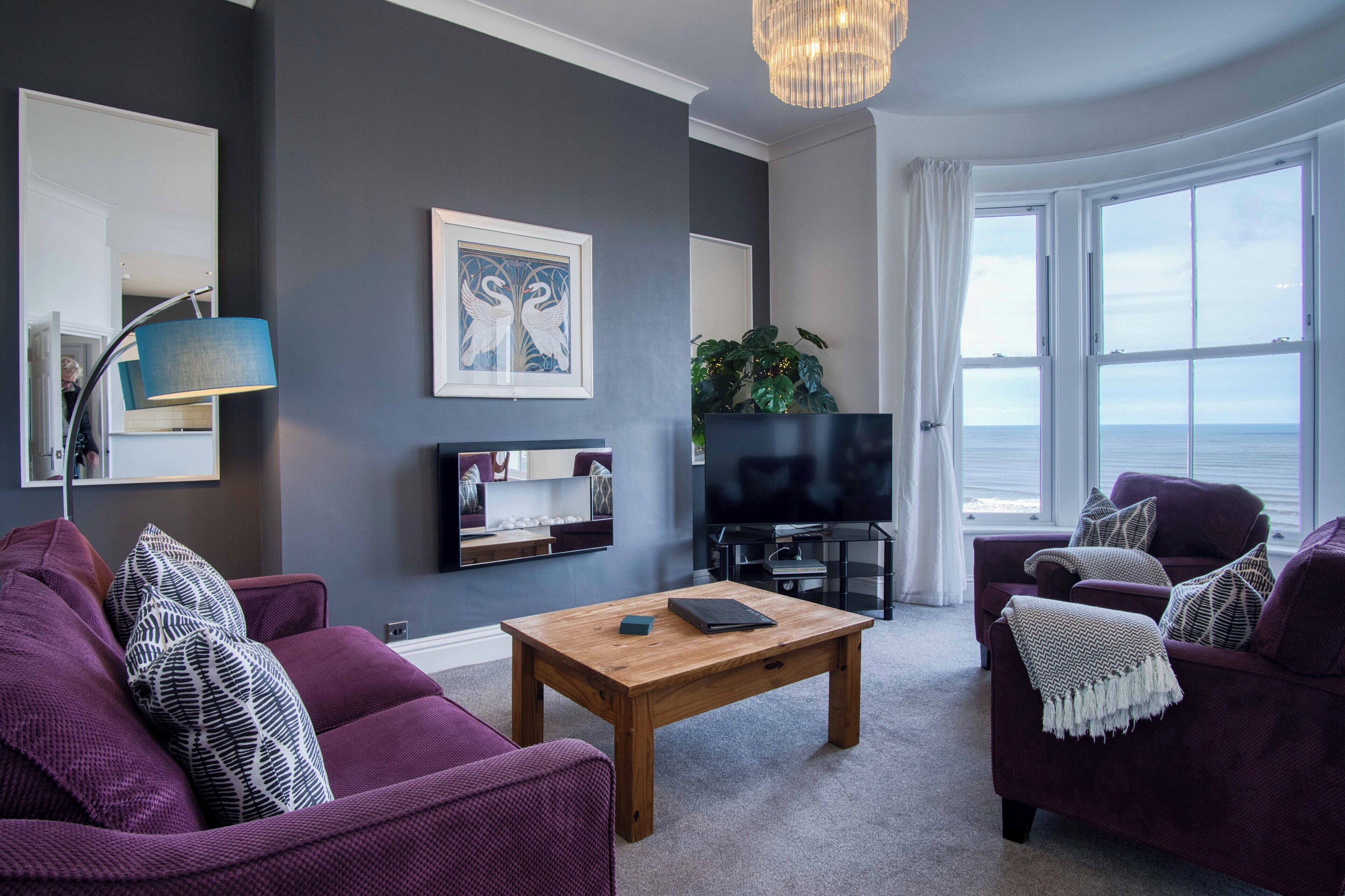 奢华公寓, 独立浴室, 海景 (2 Bedroom ) | 起居区 | 液晶电视、DVD 播放器