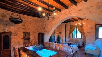 Villa, 3 Bedrooms, Private Pool | Living area | Flat-screen TV, fireplace