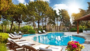 A pool area with lounge chairs and a flower pot. - The LifeCo Bodrum Well - Being Center - Adults Only (Bodrum)