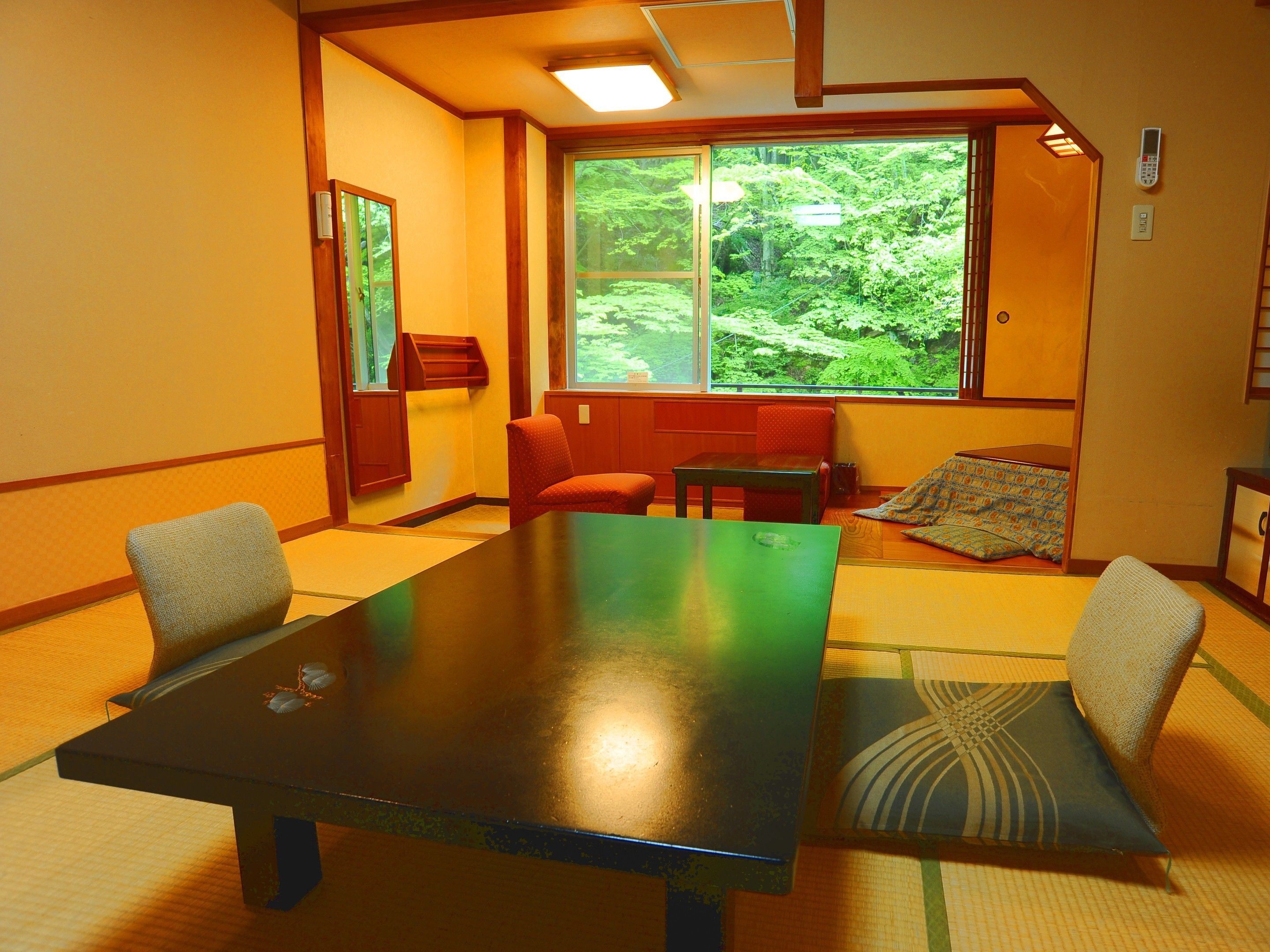 japanese style family room, river view | in-room safe, free wifi, bed sheets