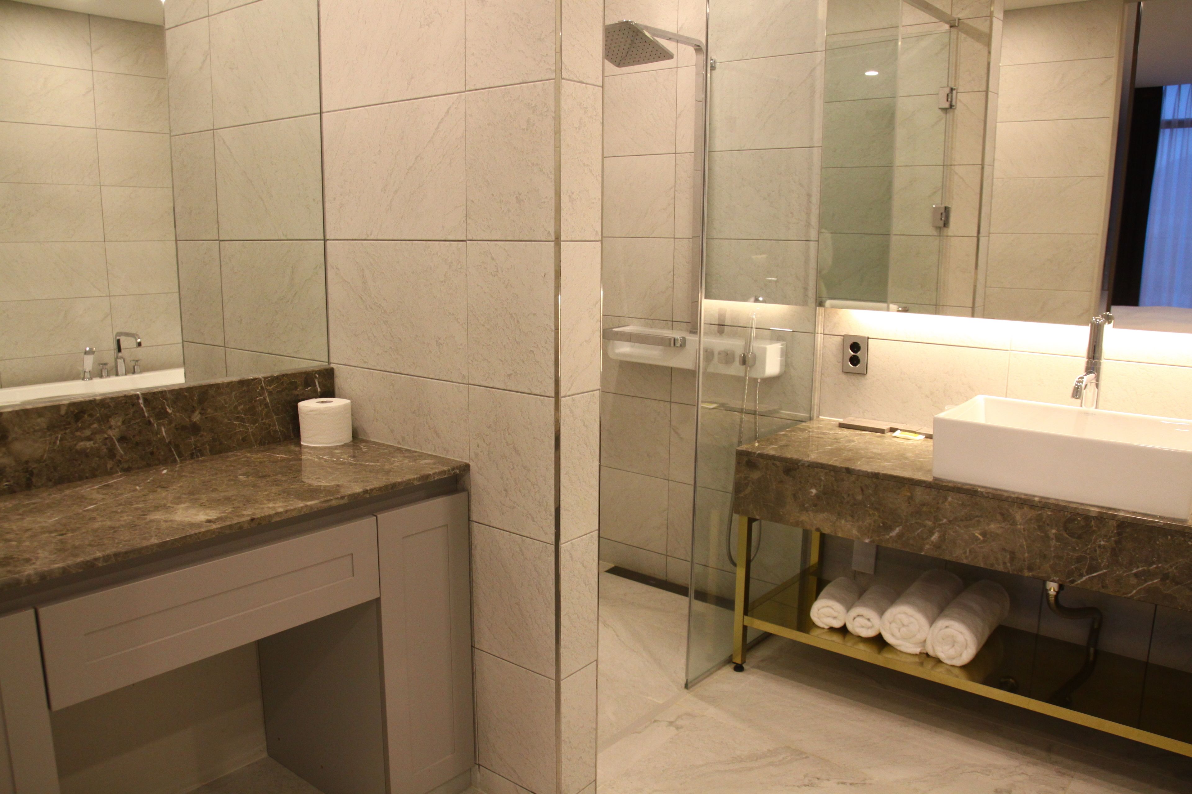 shower, free toiletries, hair dryer, bidet