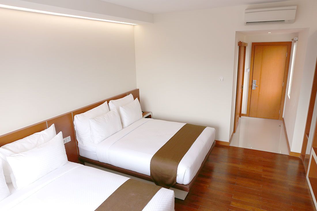 Shower, hair dryer, slippers, towels