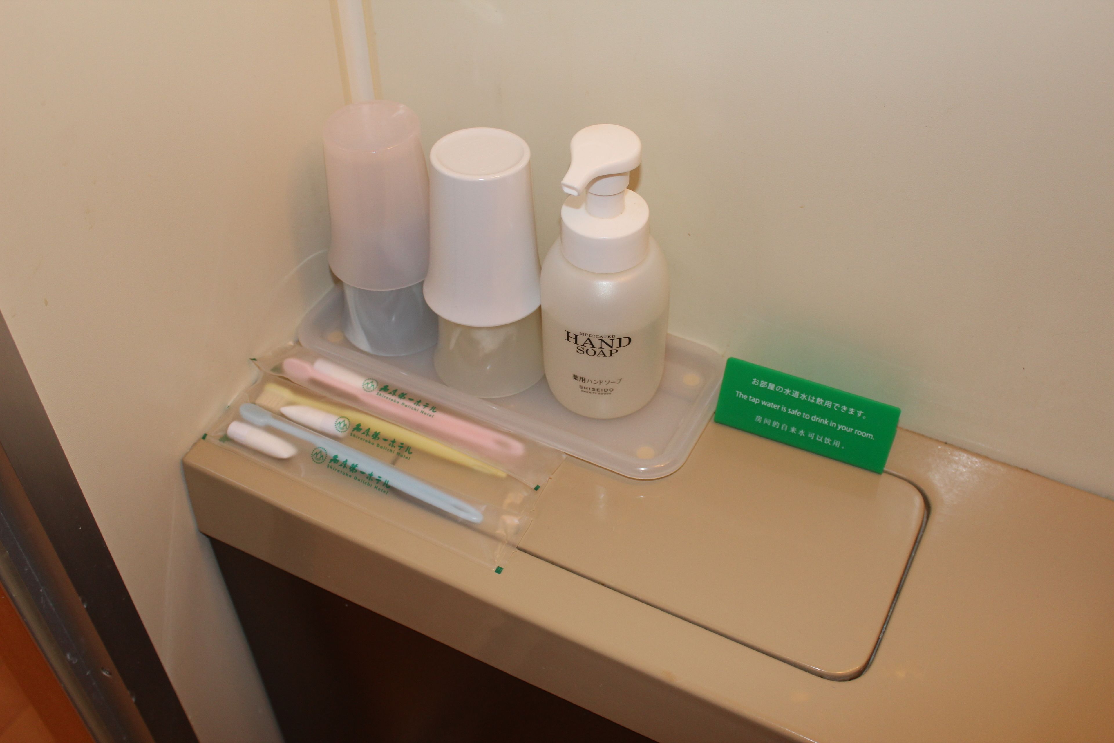 combined shower/bathtub, free toiletries, slippers, electronic bidet