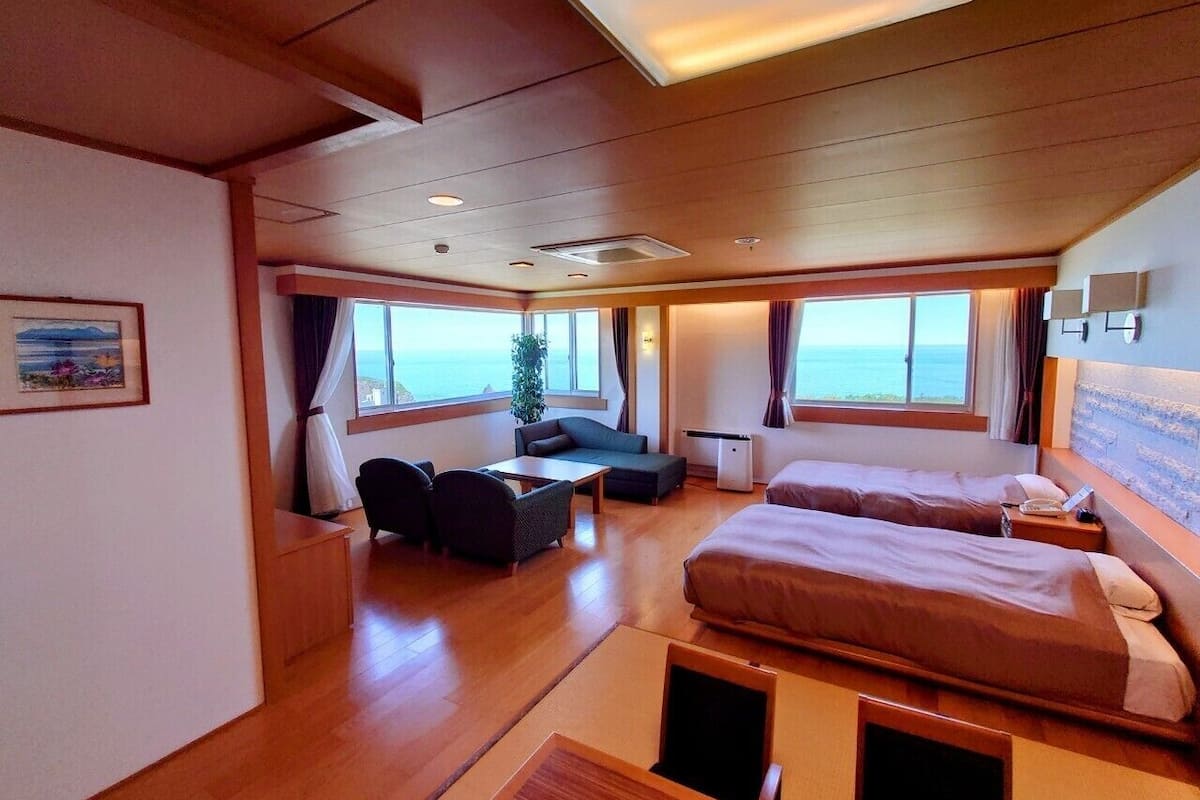 japanese western style room with japanese futon, corner, non smoking, shizen wing | 1 bedroom, in-room safe, desk, free wifi