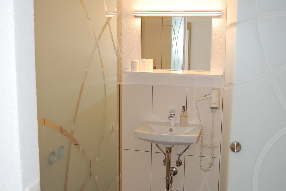 standard double room, 1 bedroom, mountain view, mountainside | bathroom | hair dryer, towels