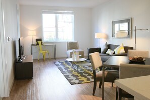 Flat-screen TV, DVD player